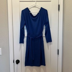Blue tie dress quarter length sleeves